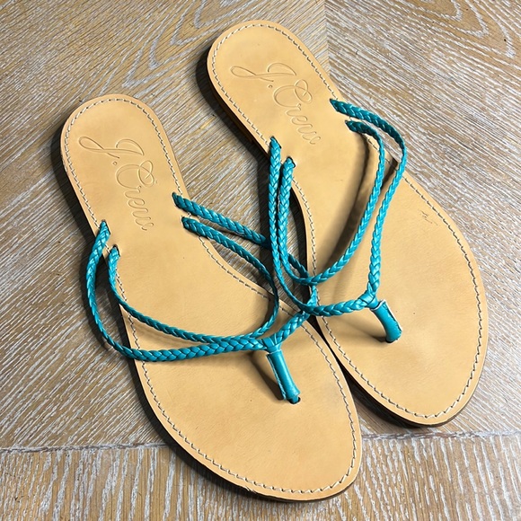 J. Crew Shoes - J. CREW Green Braided Thong Sandals 11